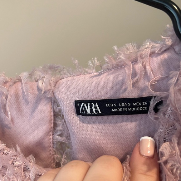 Zara Faux Feather Crop top Mauve - Picture 4 of 6